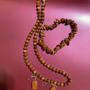 Elegant Brown Stone Jewelry Set